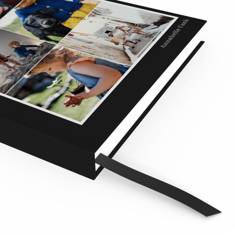 Portrait orientation notebook cover design featuring five photos on the back cover, created by Utterly Printable in the UK.