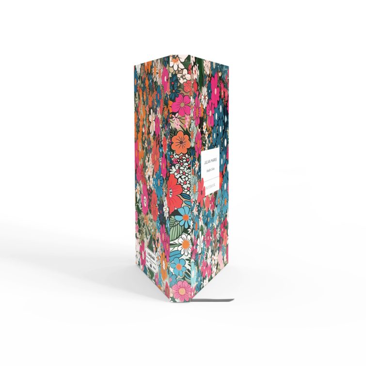 Floral-themed colourful notebooks design with two placeholder photos for customisation by Utterly Printable.