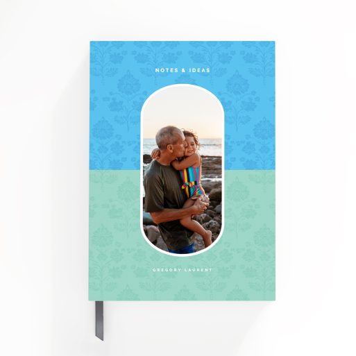 Floral patterned notebooks cover design with one photo espaço and customisable text elements from Utterly Printable.