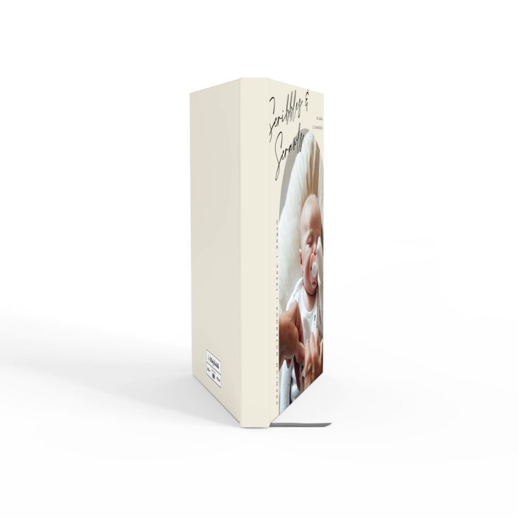 Portrait notebook cover design with elegant typography and one photo, ideal for personalisation, by Utterly Printable.