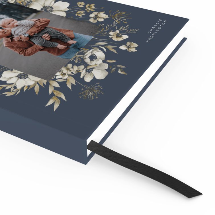 Floral design portrait notebook with one photo on the cover from Utterly Printable.