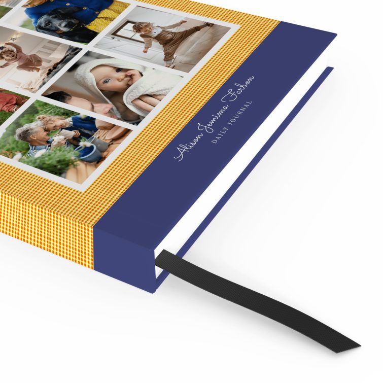 Personalised portrait notebook design with nine photos on the cover by Utterly Printable.