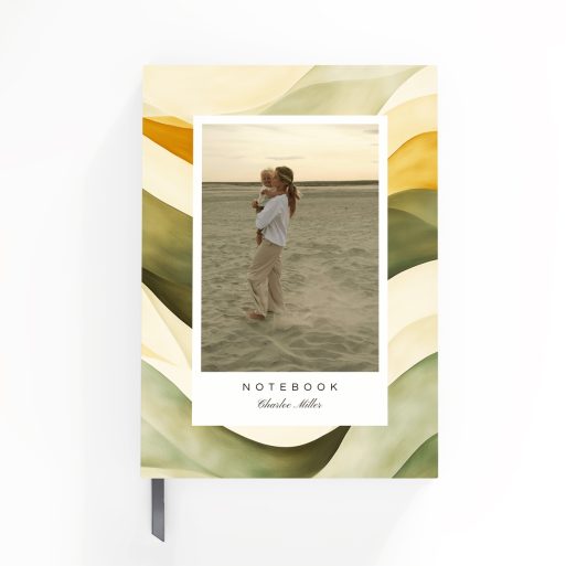 Artistic portrait notebooks design with abstract pattern and one photo on front cover by Utterly Printable.