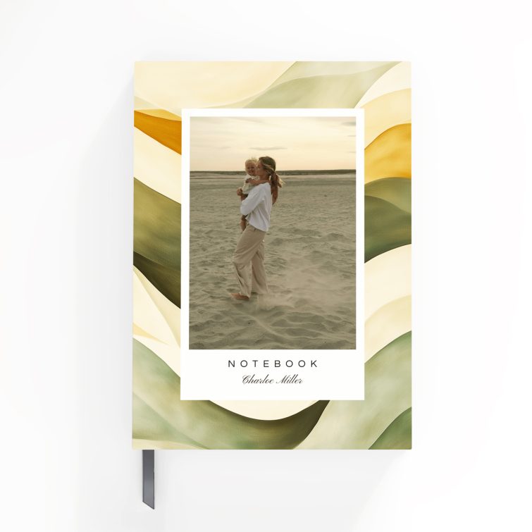 Artistic portrait notebooks design with abstract pattern and one photo on front cover by Utterly Printable.