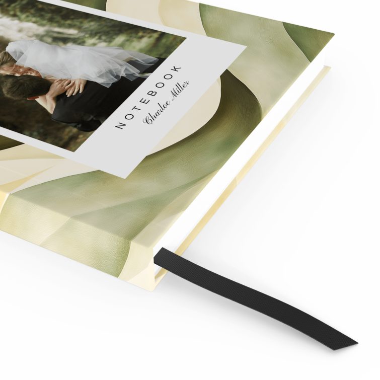 Elegant abstract design notebook cover with one photo placeholder, perfect for personalised printing products.