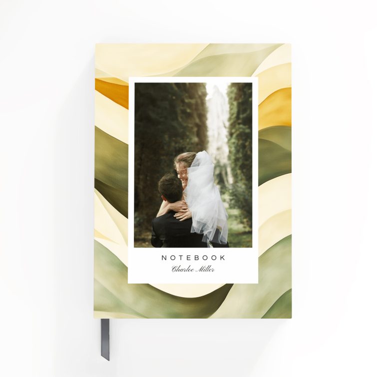 Elegant abstract design notebook cover with one photo placeholder, perfect for personalised printing products.