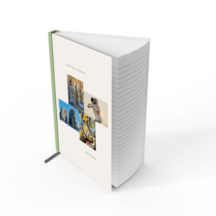 Elegant notebook cover design featuring four photos, perfect for personalisation and printed by Utterly Printable.