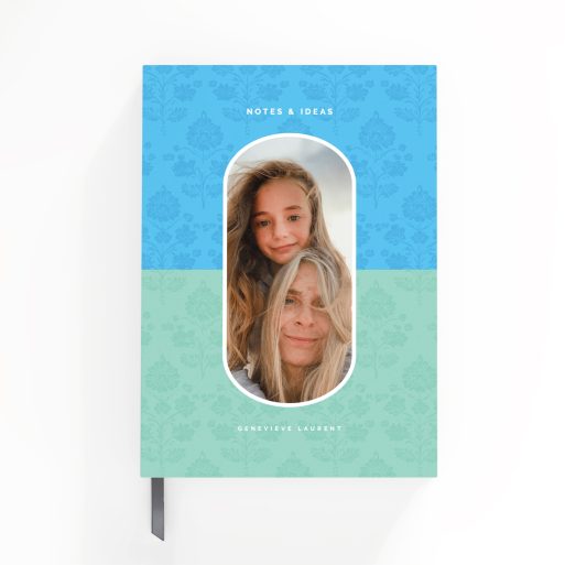 Floral design personalised notebooks with one photo on the cover, ideal for notes and ideas, by Utterly Printable.