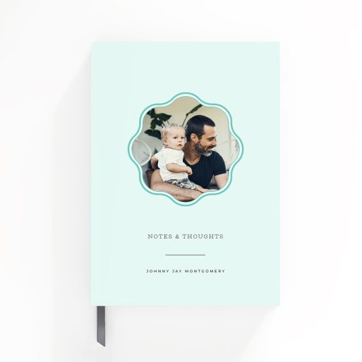 Soft pastel personalised notebooks design with one photo on the cover for Utterly Printable's custom stationery collection.