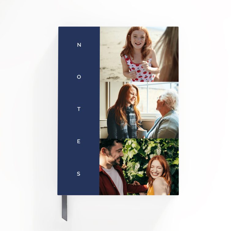 Personalised notebooks design with three photos on the cover by Utterly Printable.