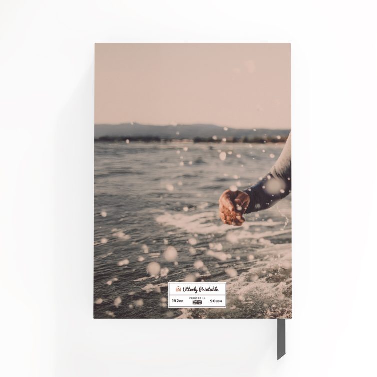 Personalised portrait notebook cover design with one photo, ideal for custom printing by Utterly Printable.