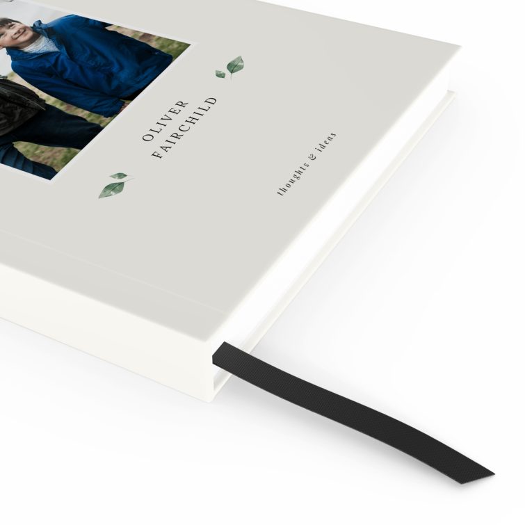 Personalised portrait notebook design featuring one photo on the front cover.