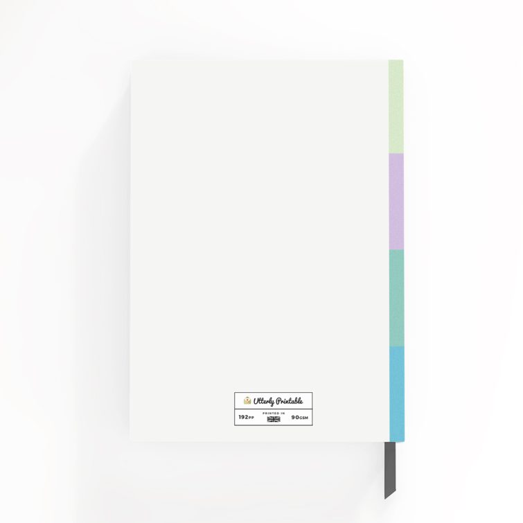 Colourful personalised notebook design with one photo on the cover.