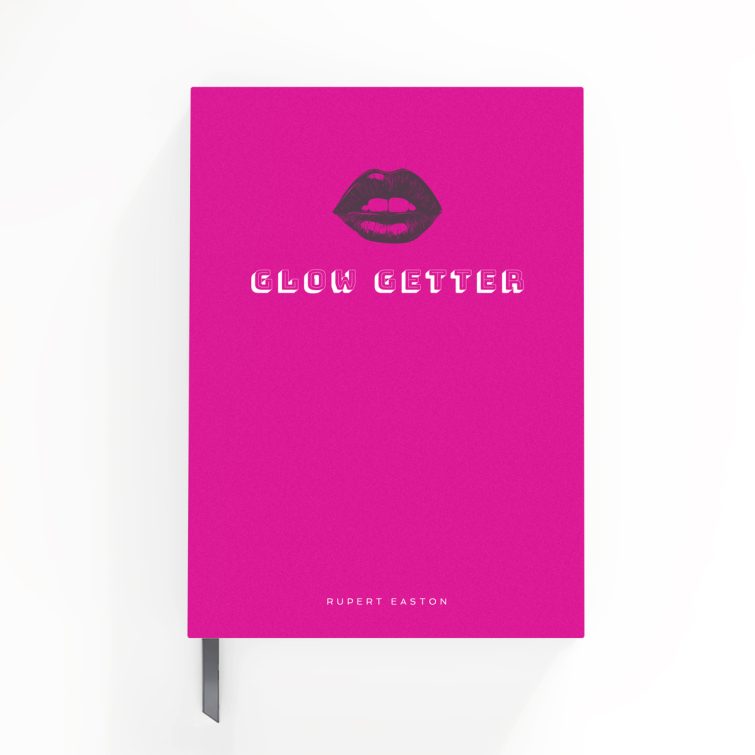 Pink notebook cover design with one photo element, featuring bold typography for Utterly Printable.