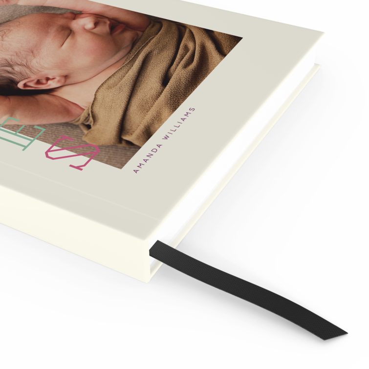 Portrait orientation personalised notebook cover design with one photo on Utterly Printable.