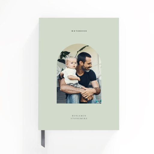 Personalised portrait notebook cover design with one photo on high-quality paper by Utterly Printable.