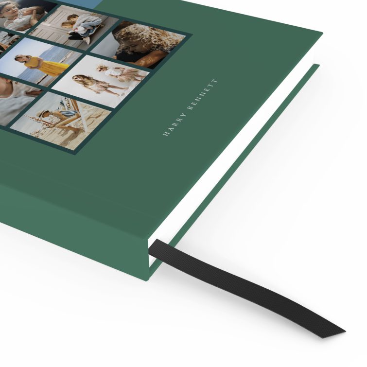 Customisable portrait notebook design with nine photos on the cover, perfect for personalised stationery from Utterly Printable.