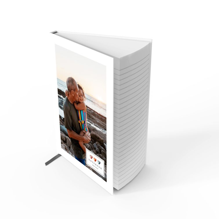 Custom portrait notebook design with one photo on the cover by Utterly Printable.