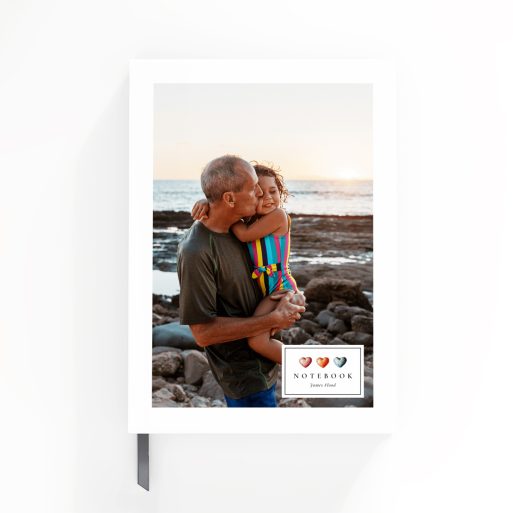 Custom portrait notebook design with one photo on the cover by Utterly Printable.