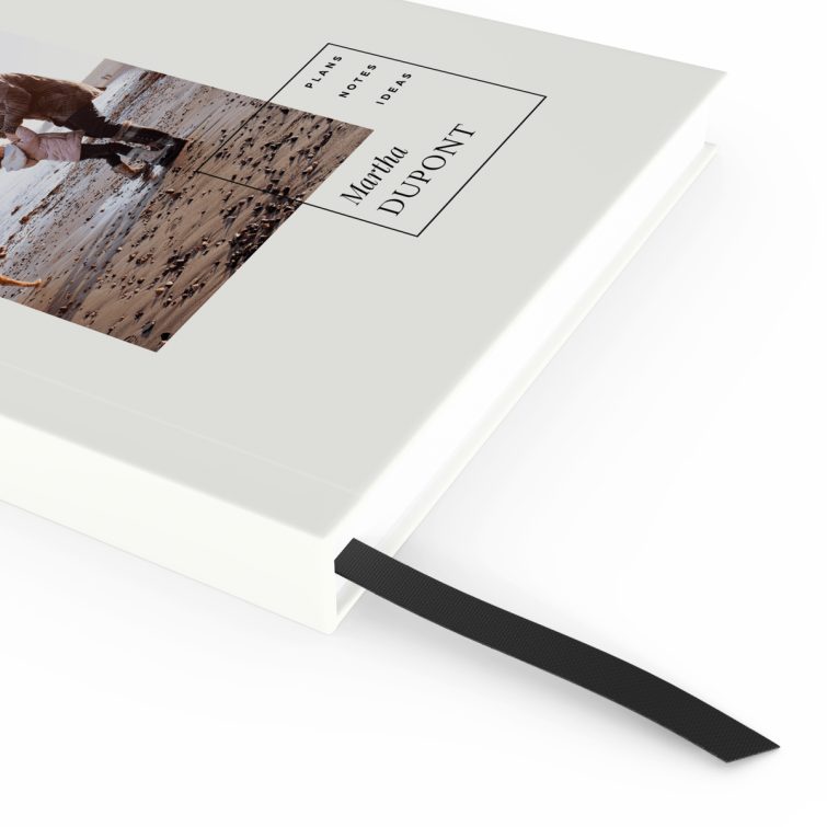 Personalised portrait notebook design with one photo on the cover by Utterly Printable.