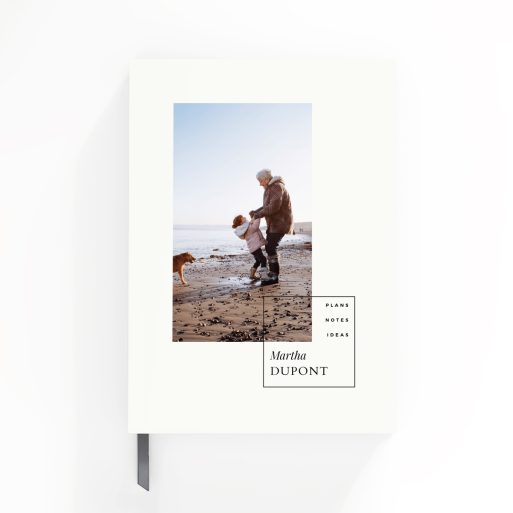 Personalised portrait notebook design with one photo on the cover by Utterly Printable.