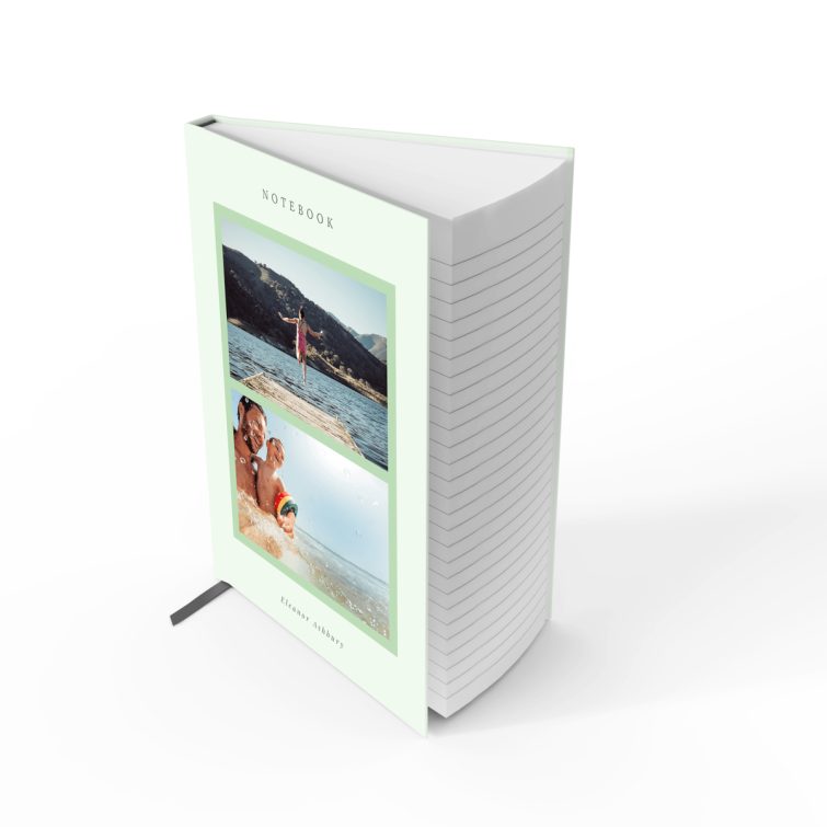 Portrait notebook design with two photos on the cover, by Utterly Printable, UK.