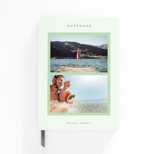 Portrait notebook design with two photos on the cover, by Utterly Printable, UK.