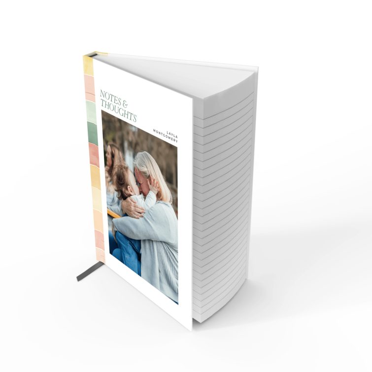 Colourful personalised notebook with photo on cover for custom printing from Utterly Printable