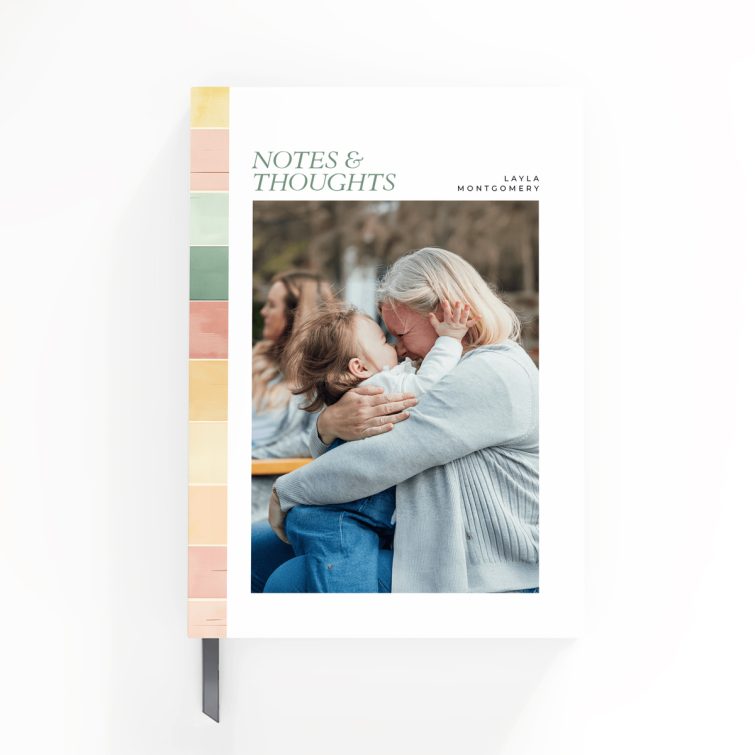 Colourful personalised notebook with photo on cover for custom printing from Utterly Printable