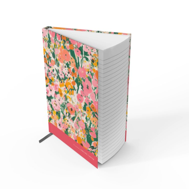 Colourful floral design cover for portrait orientation notebooks by Utterly Printable, featuring a vibrant pattern with no photos included.