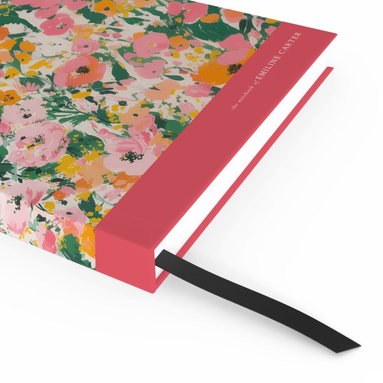 Colourful floral design cover for portrait orientation notebooks by Utterly Printable, featuring a vibrant pattern with no photos included.