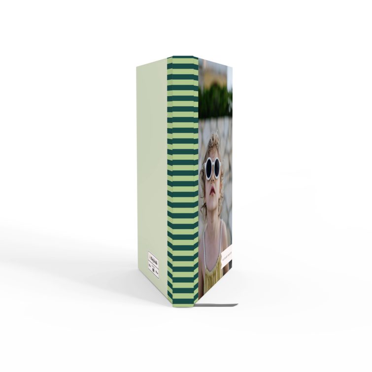 Colourful portrait notebook cover design with one photo, available at Utterly Printable for personalisation and high-quality printing.