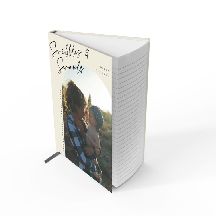 Portrait notebook design with one photo on the cover by Utterly Printable.