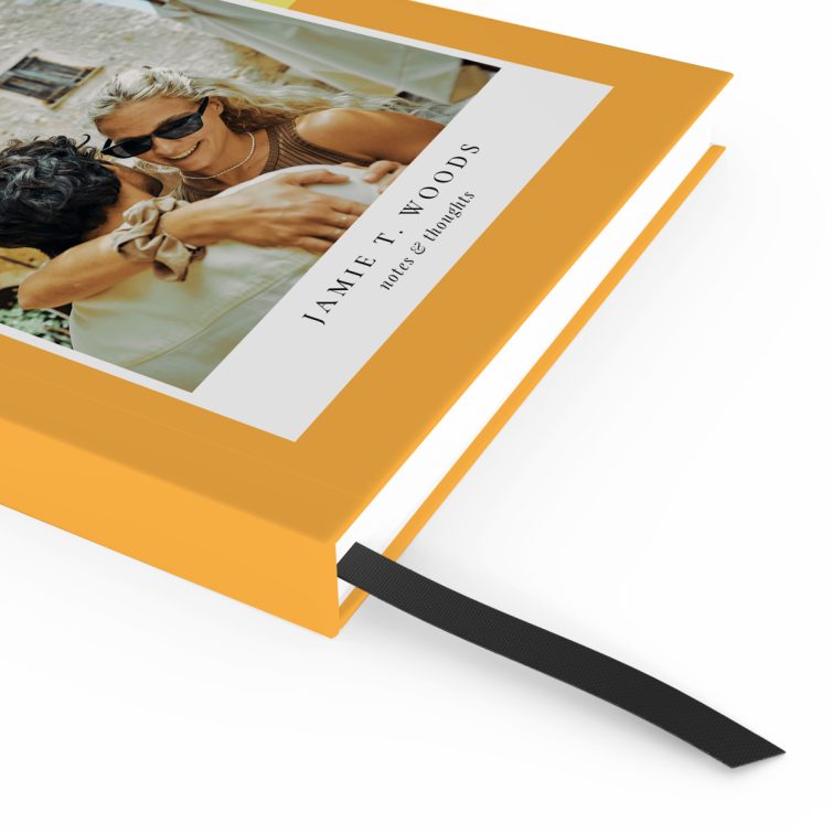 Colourful personalised notebook design with one photo on the cover, suitable for notes and thoughts from Utterly Printable.