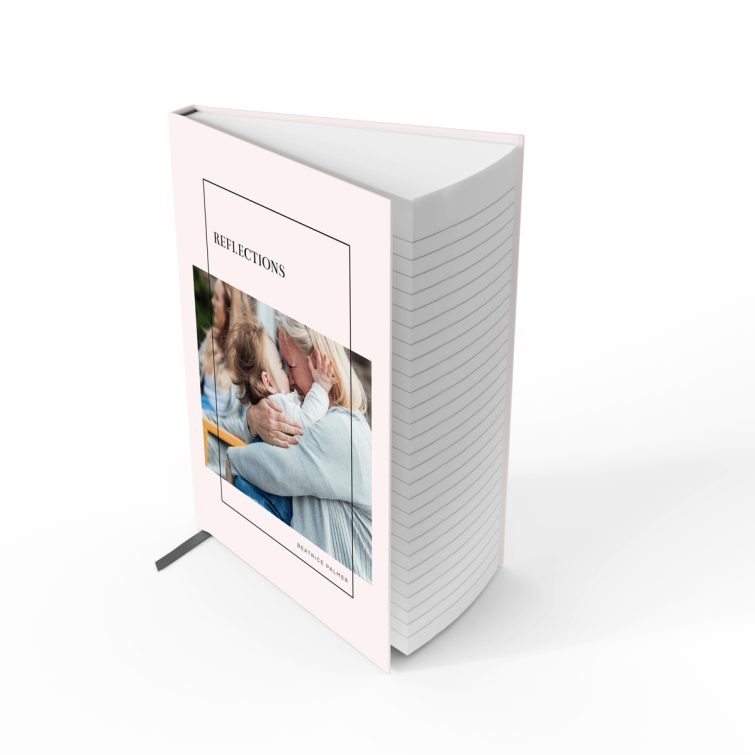 Elegant personalised portrait orientation notebook cover design with one photo, ideal for custom photo gifts and stationery by Utterly Printable.