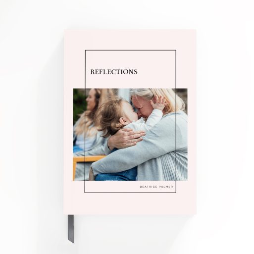 Elegant personalised portrait orientation notebook cover design with one photo, ideal for custom photo gifts and stationery by Utterly Printable.