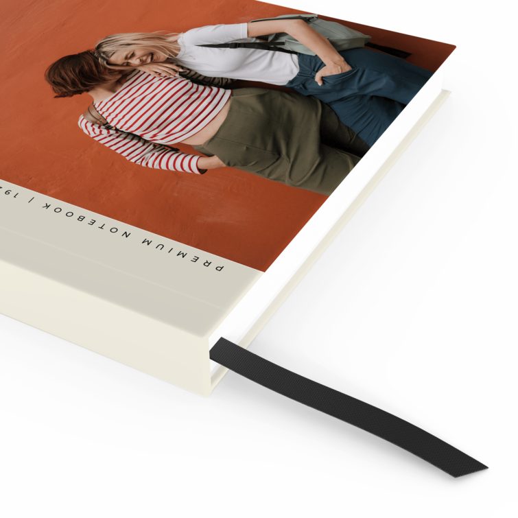 Premium portrait notebook design with modern cover, featuring one photo.