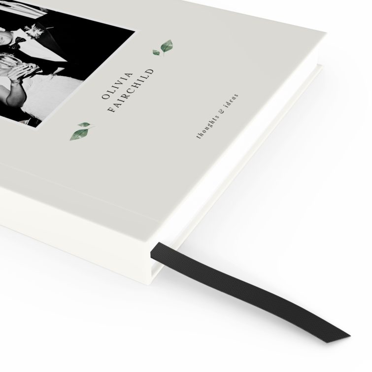 Elegant personalised notebook design with one photo on the front cover from Utterly Printable.