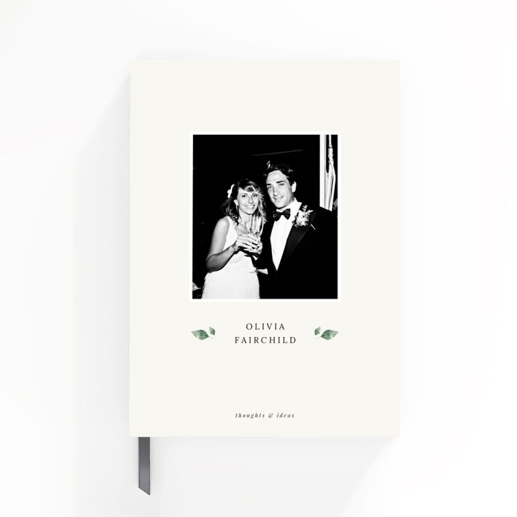 Elegant personalised notebook design with one photo on the front cover from Utterly Printable.