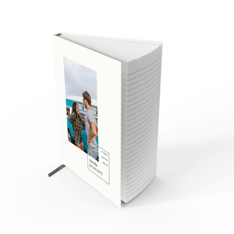 Personalised portrait notebook design with one photo on front cover by Utterly Printable.