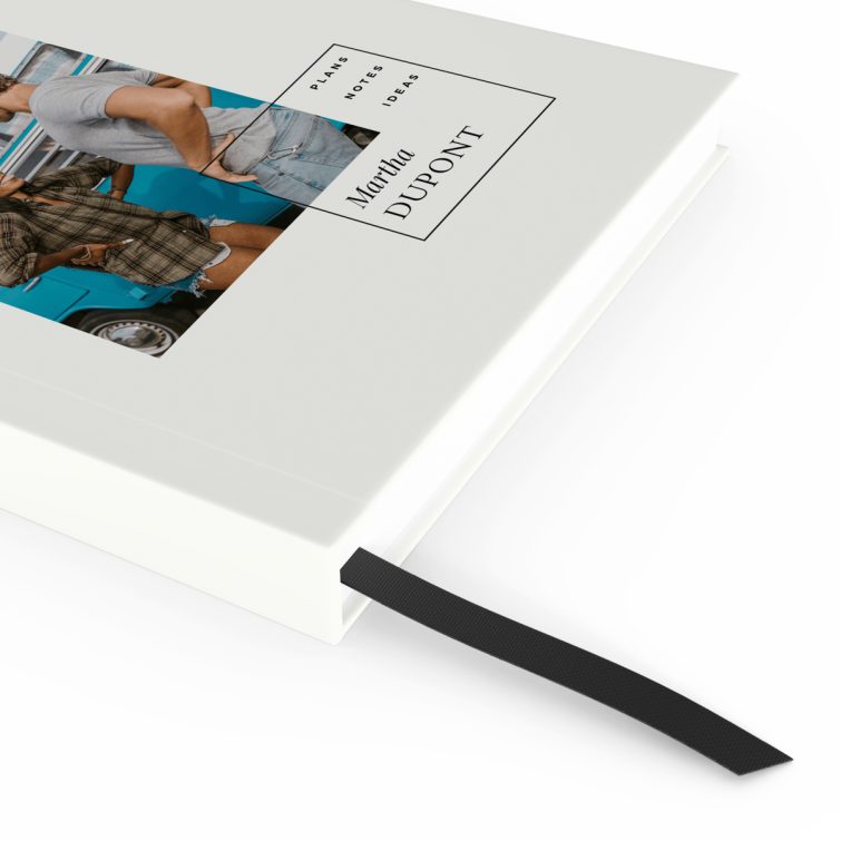 Personalised portrait notebook design with one photo on front cover by Utterly Printable.