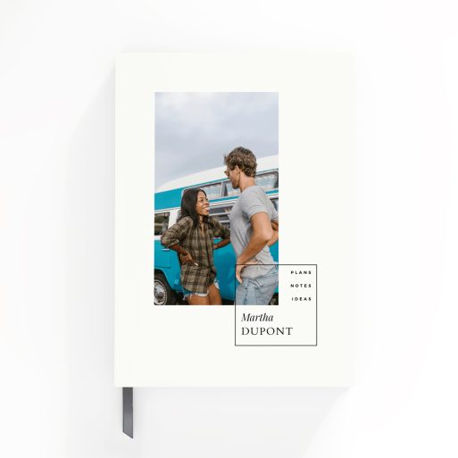 Personalised portrait notebook design with one photo on front cover by Utterly Printable.