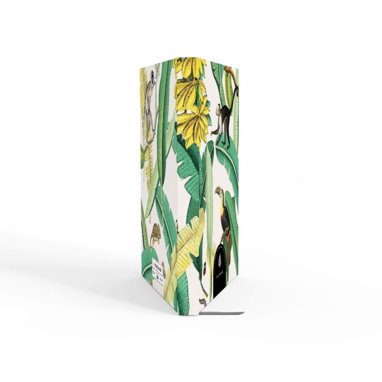 Colourful botanical and animal-themed design for personalised portrait notebooks with two animal images, perfect for custom printing by UK-based Utterly Printable.