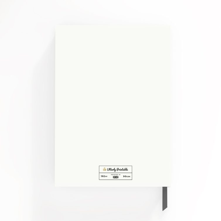 Elegant personalised notebook design with one photo and modern typography by Utterly Printable.