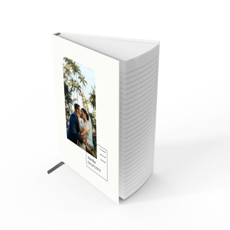 Elegant personalised notebook design with one photo and modern typography by Utterly Printable.