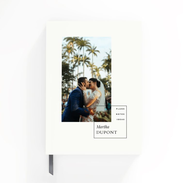 Elegant personalised notebook design with one photo and modern typography by Utterly Printable.