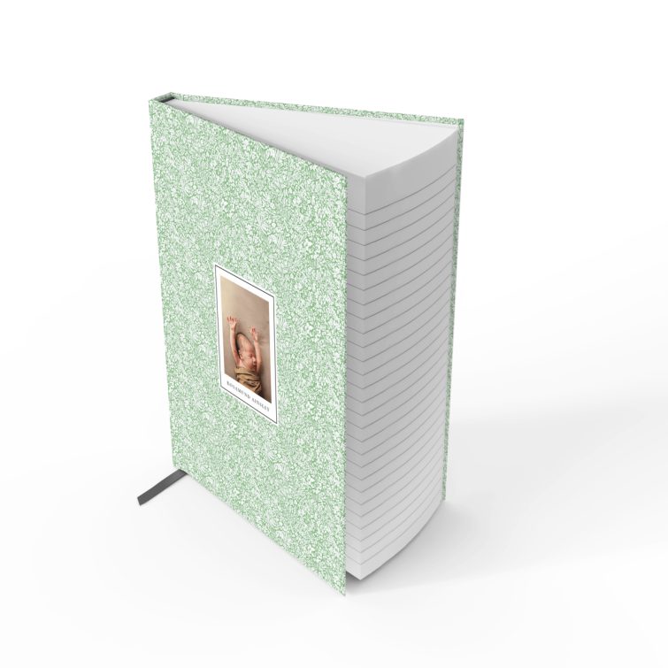 Green floral notebooks with one photo, portrait orientation design by Utterly Printable.