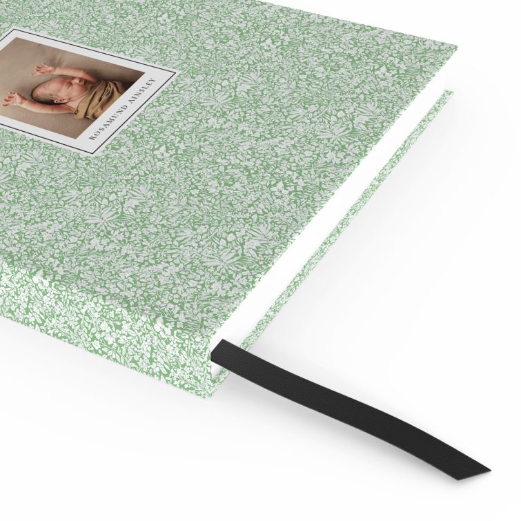 Green floral notebooks with one photo, portrait orientation design by Utterly Printable.