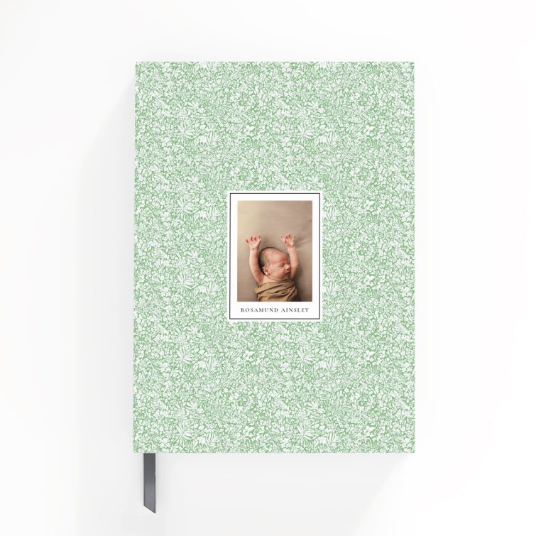 Green floral notebooks with one photo, portrait orientation design by Utterly Printable.