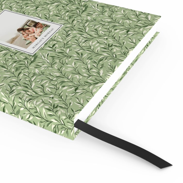 Floral patterned notebooks with one photo placeholder on the cover design, portrait orientation suitable for personalised printing by Utterly Printable.